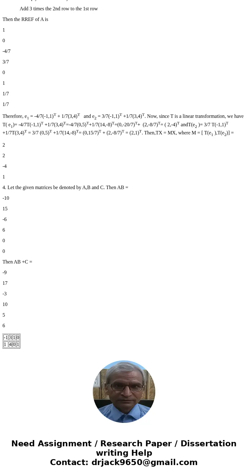 (1 pt) Let A be a 2x 6 matrix. What must aland & be f we define the linear transformation by T : R\  (1 pt) Let A be a 2x 6 matrix. What must aland & be f we define the linear transformation by T : R\