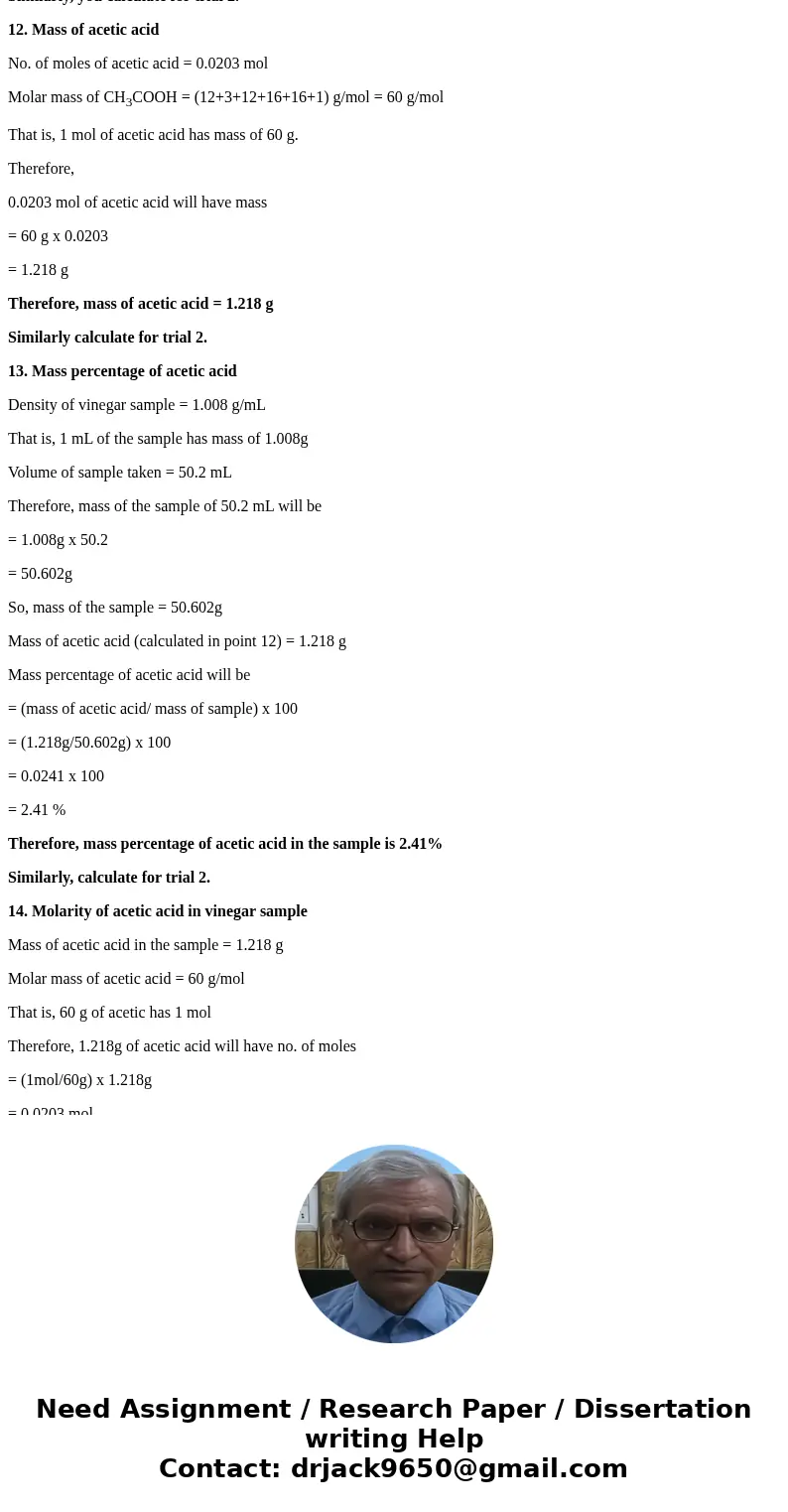  156 8 Titrations of Neutralization Reactions 4.4: Titration of a vinegar sample using the phenolphthalein indicator Balanced reactionAORI Vinegar Unknown Sampl