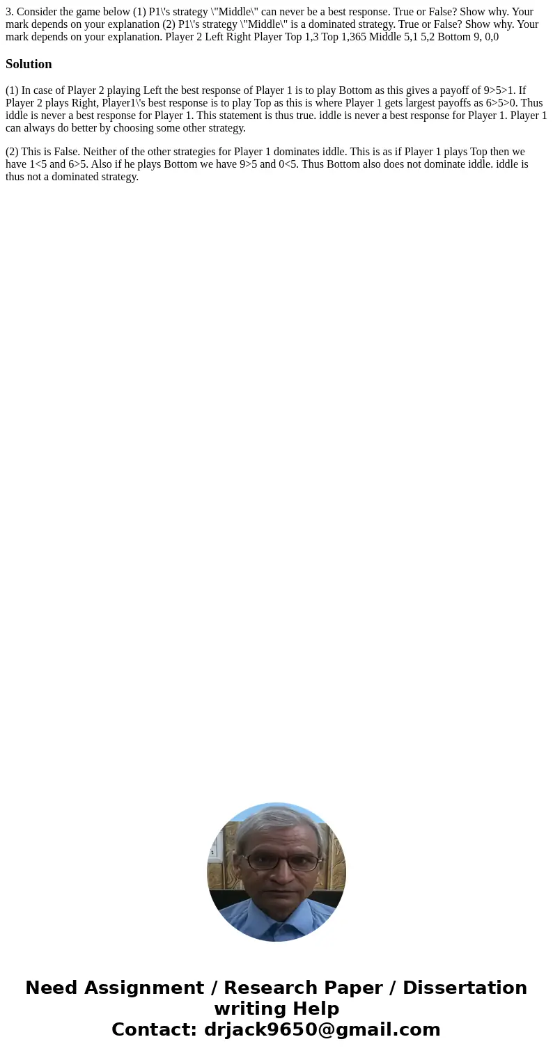 3. Consider the game below (1) P1\'s strategy \  3. Consider the game below (1) P1\'s strategy \