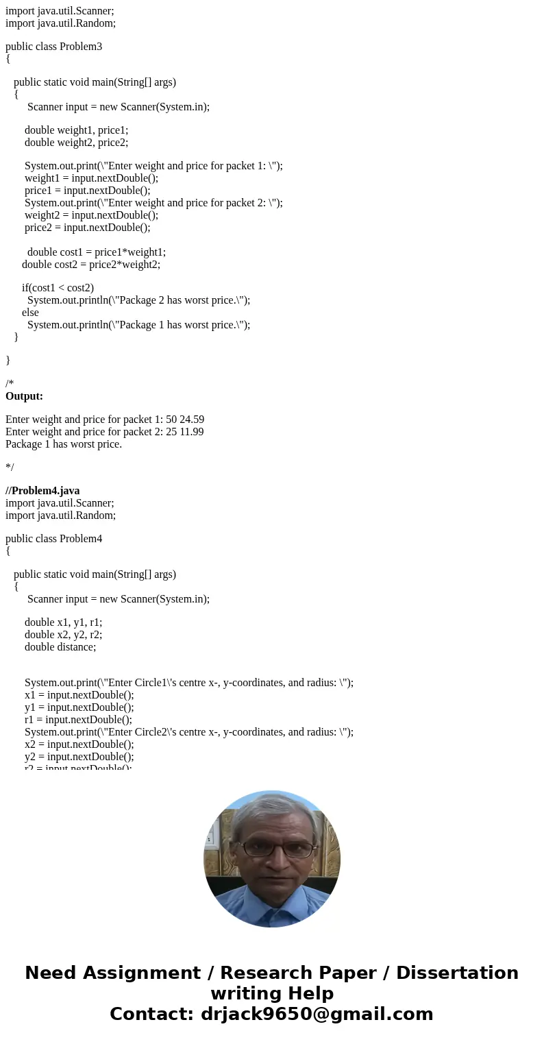  3.29 (Geometry: two circles) Write a program that prompts the user to enter the center coordinates and radii of two circles and determines whether the second c
