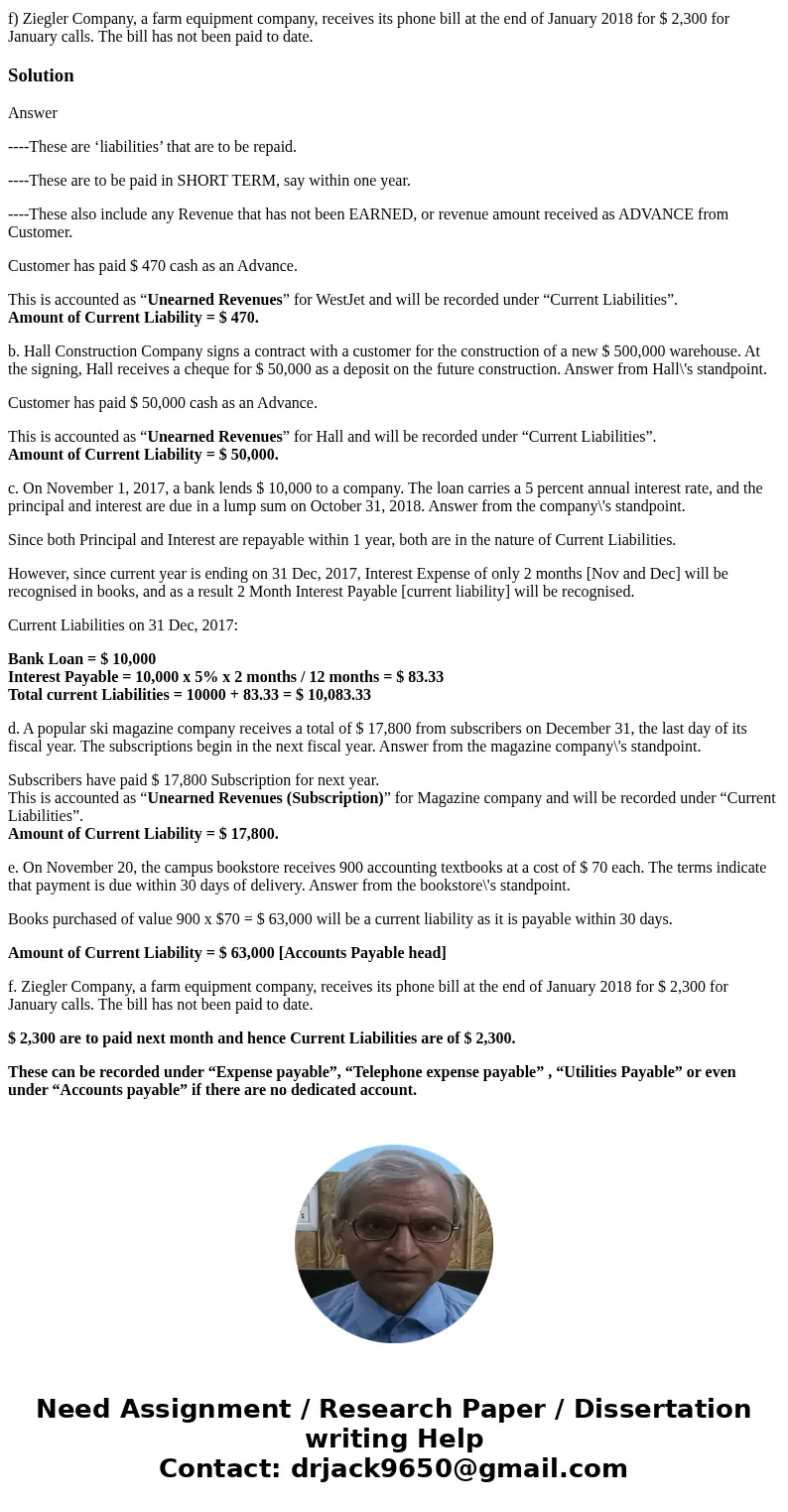 A current liability is a short-term obligation that is normally expected to be settled within one year. For each of the following events and transactions that o A current liability is a short-term obligation that is normally expected to be settled within one year. For each of the following events and transactions that o