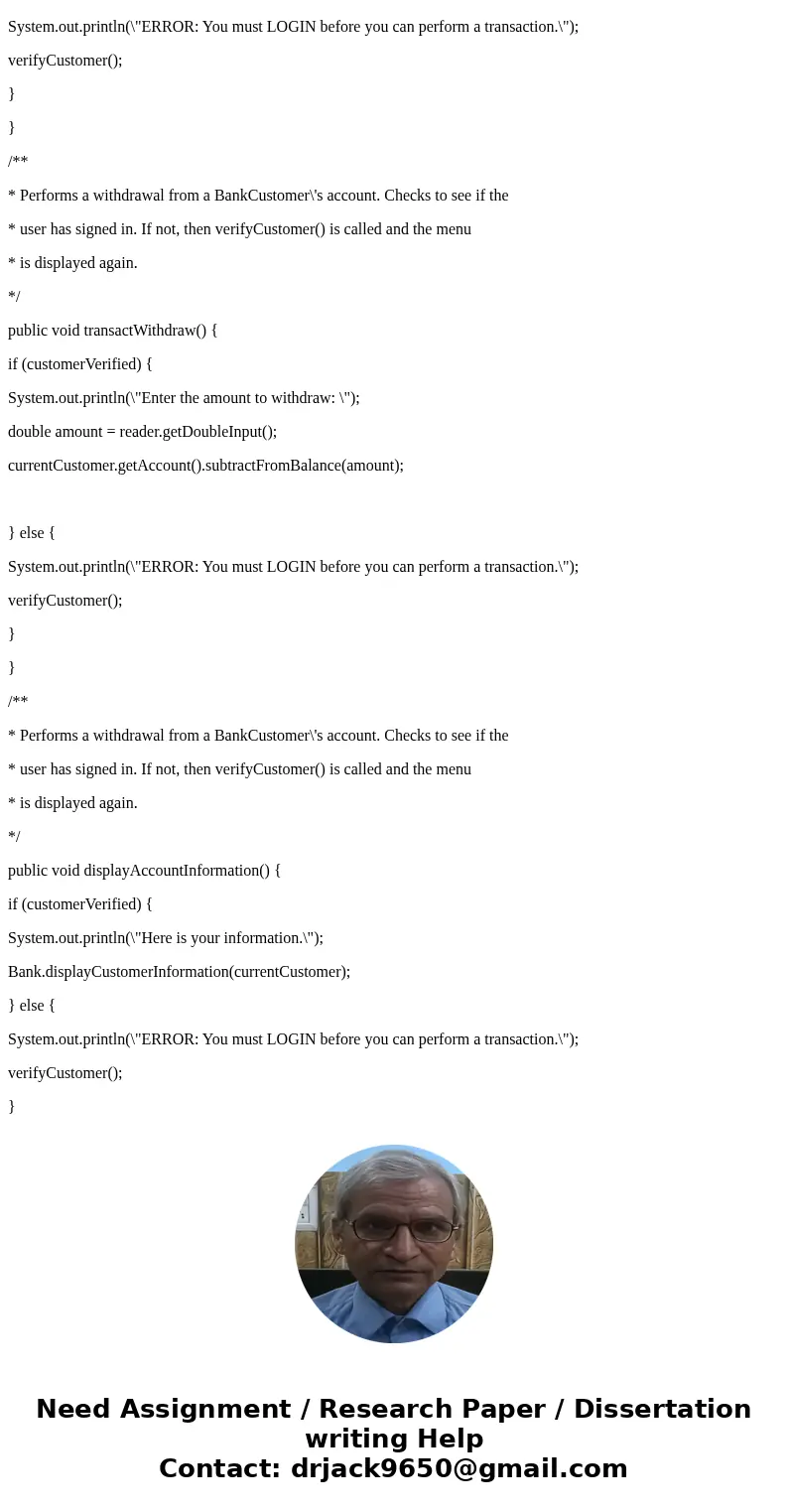 Account class • The Account class will become an abstract class. • The addTransactionInfo(String) method we become an abstract method. • Each subclass will now  Account class • The Account class will become an abstract class. • The addTransactionInfo(String) method we become an abstract method. • Each subclass will now