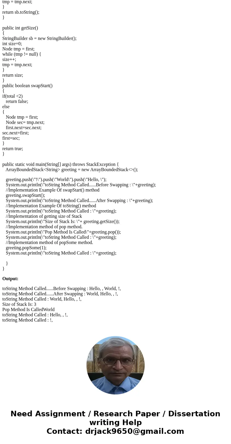 Add the following methods to the Array Bounded Stack class, and create a test driver for each to show that they work correctly. In order to practice your array  Add the following methods to the Array Bounded Stack class, and create a test driver for each to show that they work correctly. In order to practice your array