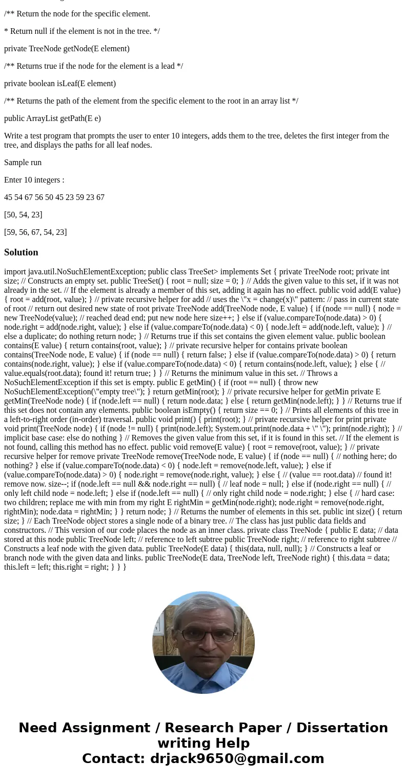 Assignment 9 (Parent reference for BST) Redefine TreeNode by adding a reference to a node’s parent, as shown below: BST.TreeNode #element #left : TreeNode #righ