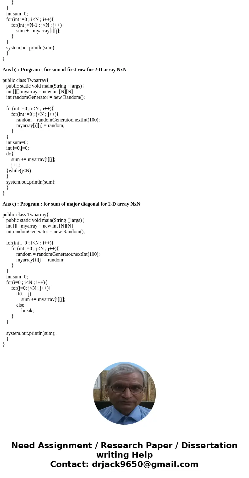 Assume that mat is a N by N 2-D array that stores N^2 integers write Java code to sum only the integers in the last column of mat write Java code to sum only t  Assume that mat is a N by N 2-D array that stores N^2 integers write Java code to sum only the integers in the last column of mat write Java code to sum only t