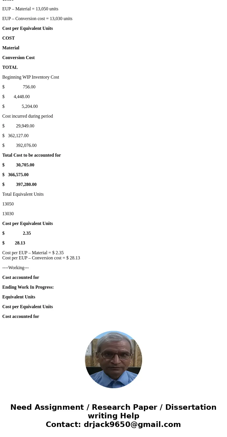  Bachelet Inc. uses the weighted-average method in its process costing system. The following data concern the operations of the company\'s first processing depa
