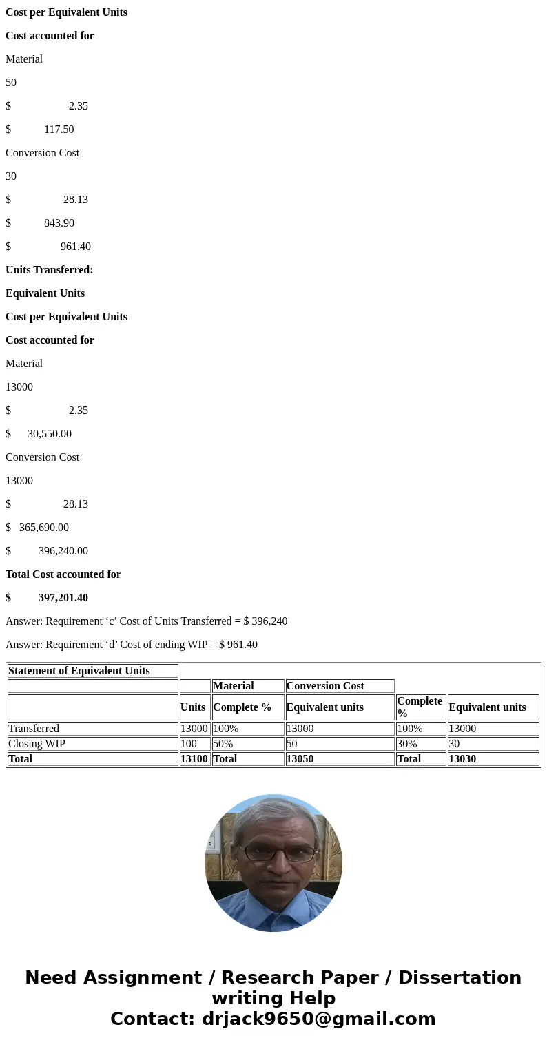 Bachelet Inc. uses the weighted-average method in its process costing system. The following data concern the operations of the company\'s first processing depa