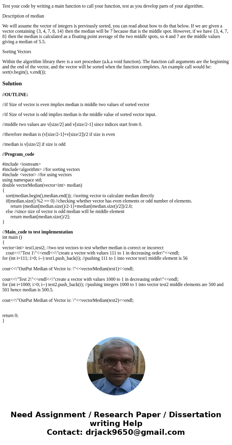 C++ program Using Vectors to calculate mean Implement the main as you see fit to test your function. The goal is to implement the function that calculates the m C++ program Using Vectors to calculate mean Implement the main as you see fit to test your function. The goal is to implement the function that calculates the m