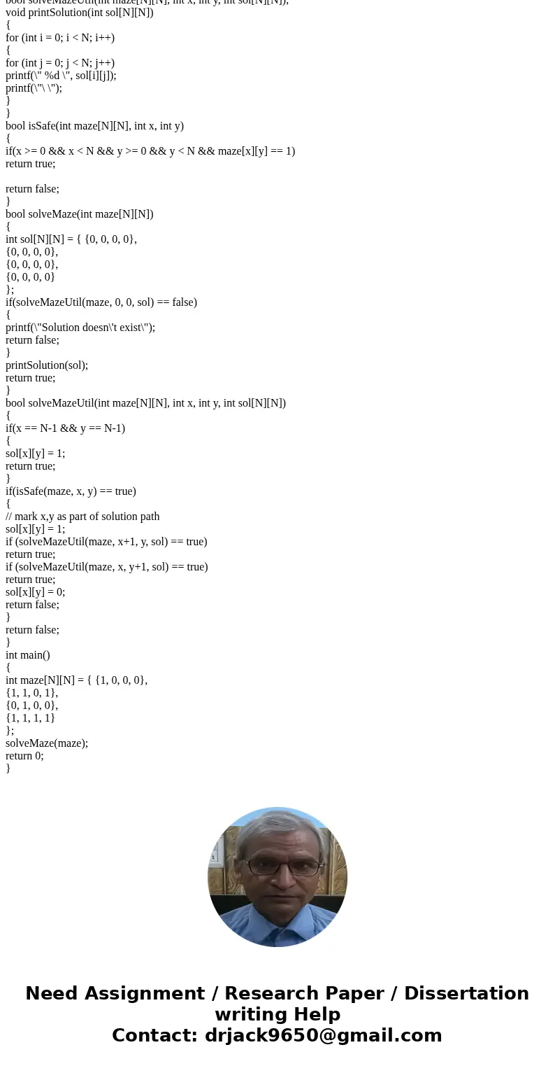 Create a path for a mouse to travel in a maze. Use a 2 dimensional array and start the mouse in location array [0][0]. The mouse must find its way to the opposi