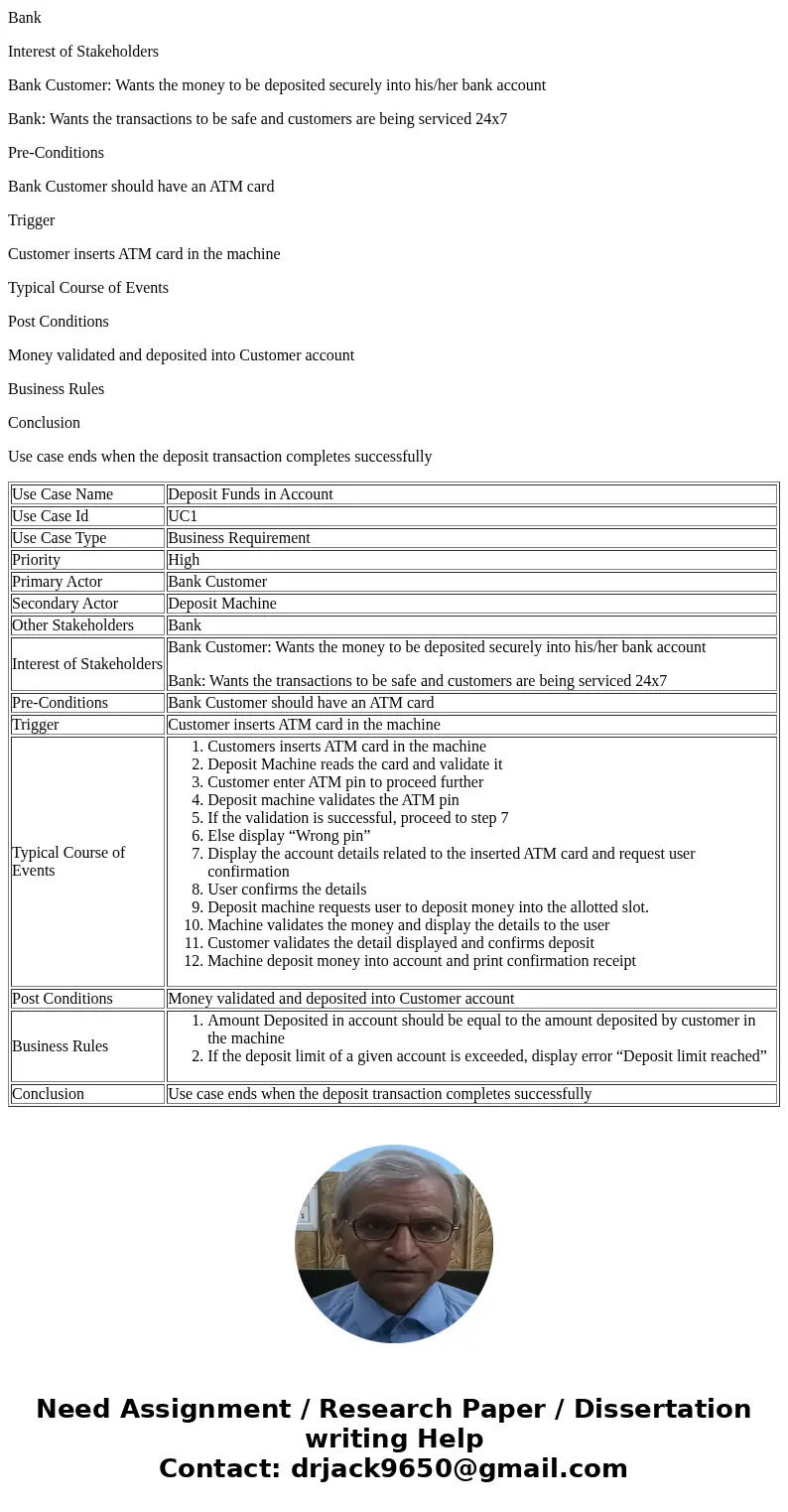 create a use case narrative for Deposit FundsSolutionAssumption: Customer deposits cash through deposit machines available in Bank Use Case Name Deposit Funds i