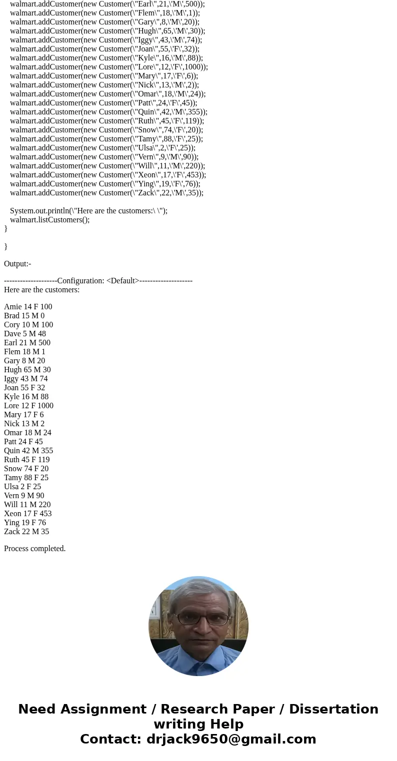  Create the following simple StoreTestProgram class: public class StoreTestProgram {public static void main(String args[]) {Customer[] result; Store walmart; wa