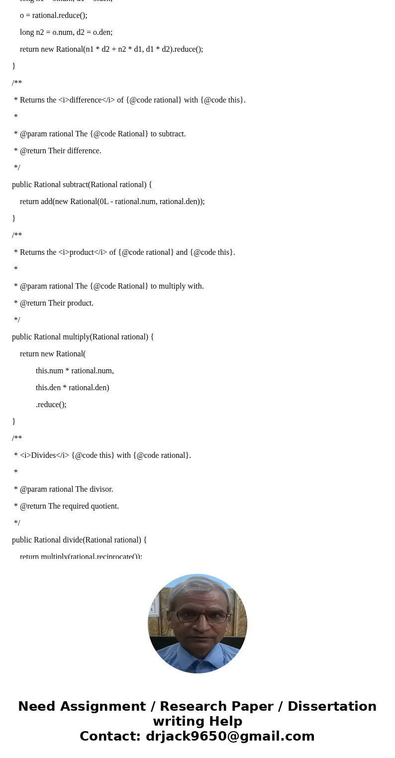 CSC-1106 Homework 09 (Class and static methods) Due: Tuesday, November 22, 2016 Write a class encapsulating the concept of a rational number, a rational number  CSC-1106 Homework 09 (Class and static methods) Due: Tuesday, November 22, 2016 Write a class encapsulating the concept of a rational number, a rational number