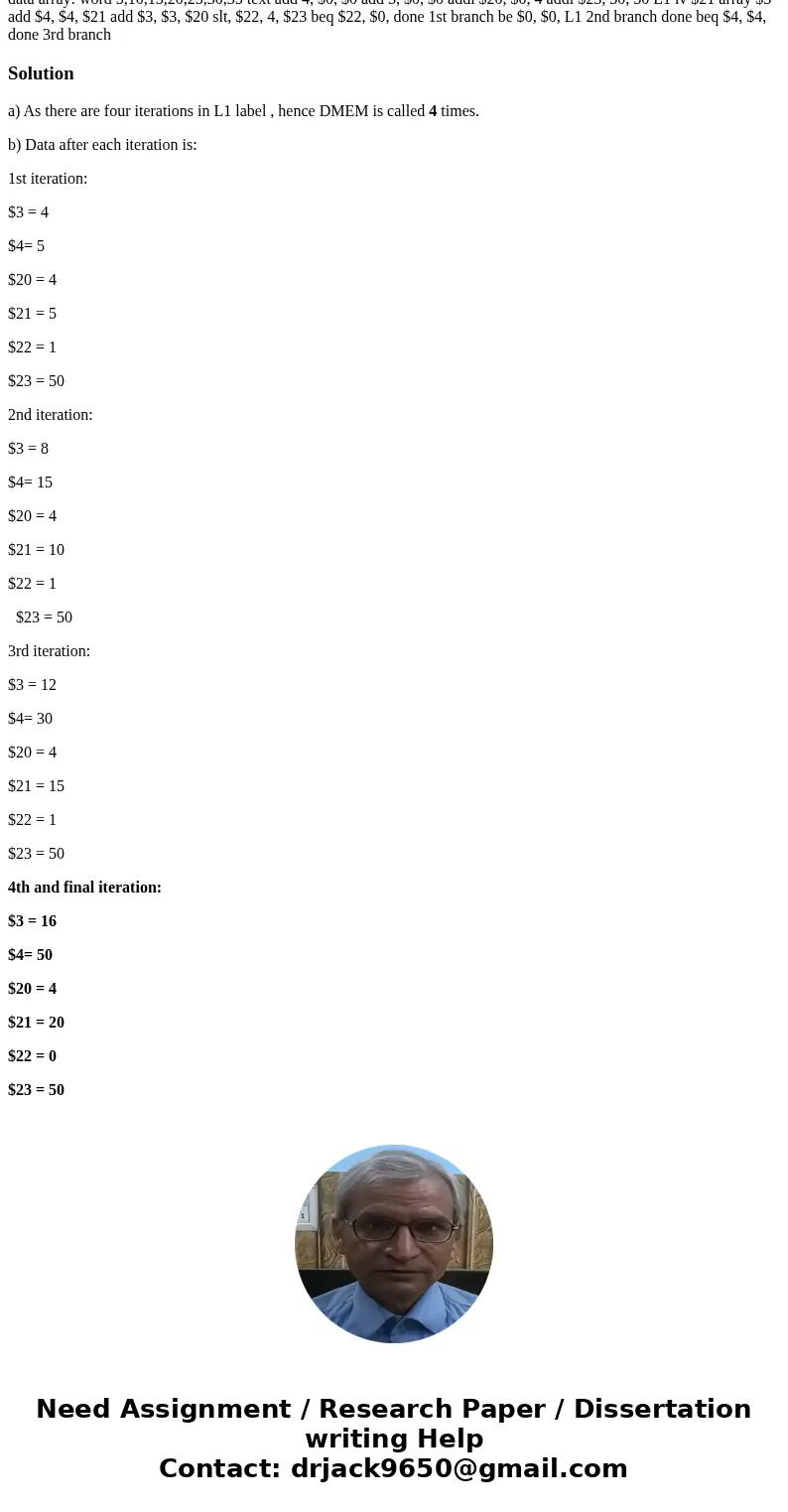 data array: word 5,10,15,20,25,30,35 text add 4, $0, $0 add 3, $0, $0 addi $20, $0, 4 addi $23, 50, 50 L1 lv $21 array $3 add $4, $4, $21 add $3, $3, $20 slt,   data array: word 5,10,15,20,25,30,35 text add 4, $0, $0 add 3, $0, $0 addi $20, $0, 4 addi $23, 50, 50 L1 lv $21 array $3 add $4, $4, $21 add $3, $3, $20 slt,