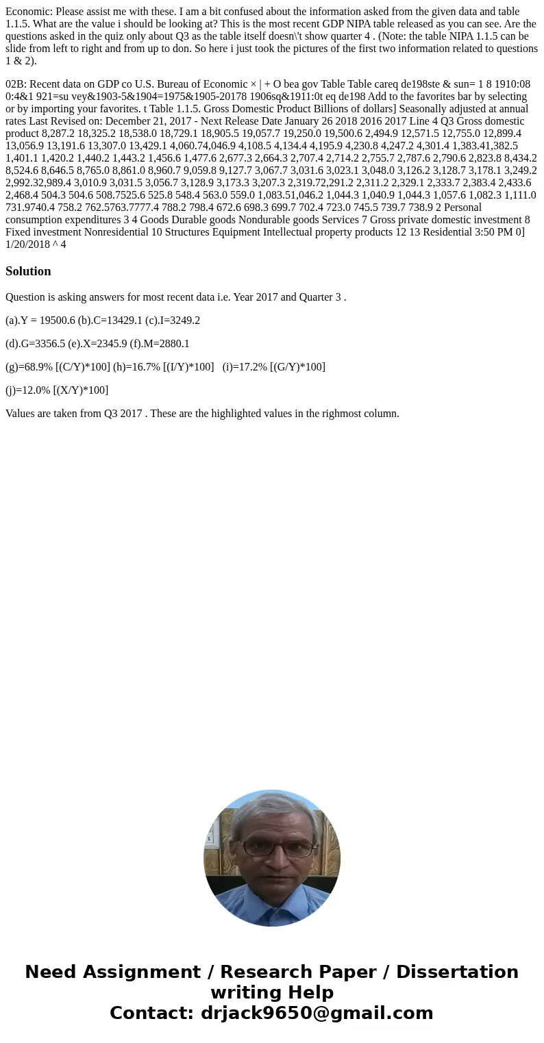 Economic: Please assist me with these. I am a bit confused about the information asked from the given data and table 1.1.5. What are the value i should be looki Economic: Please assist me with these. I am a bit confused about the information asked from the given data and table 1.1.5. What are the value i should be looki