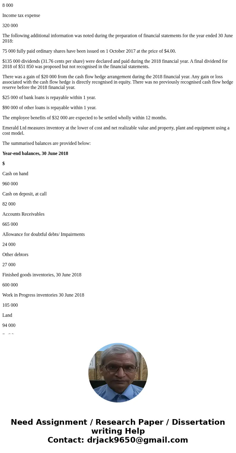 Emerald Ltd, a manufacturing company, commenced operations on 1 July 2016 by issuing 350 000 $5.00 shares, payable in full on application on a first-come, first Emerald Ltd, a manufacturing company, commenced operations on 1 July 2016 by issuing 350 000 $5.00 shares, payable in full on application on a first-come, first