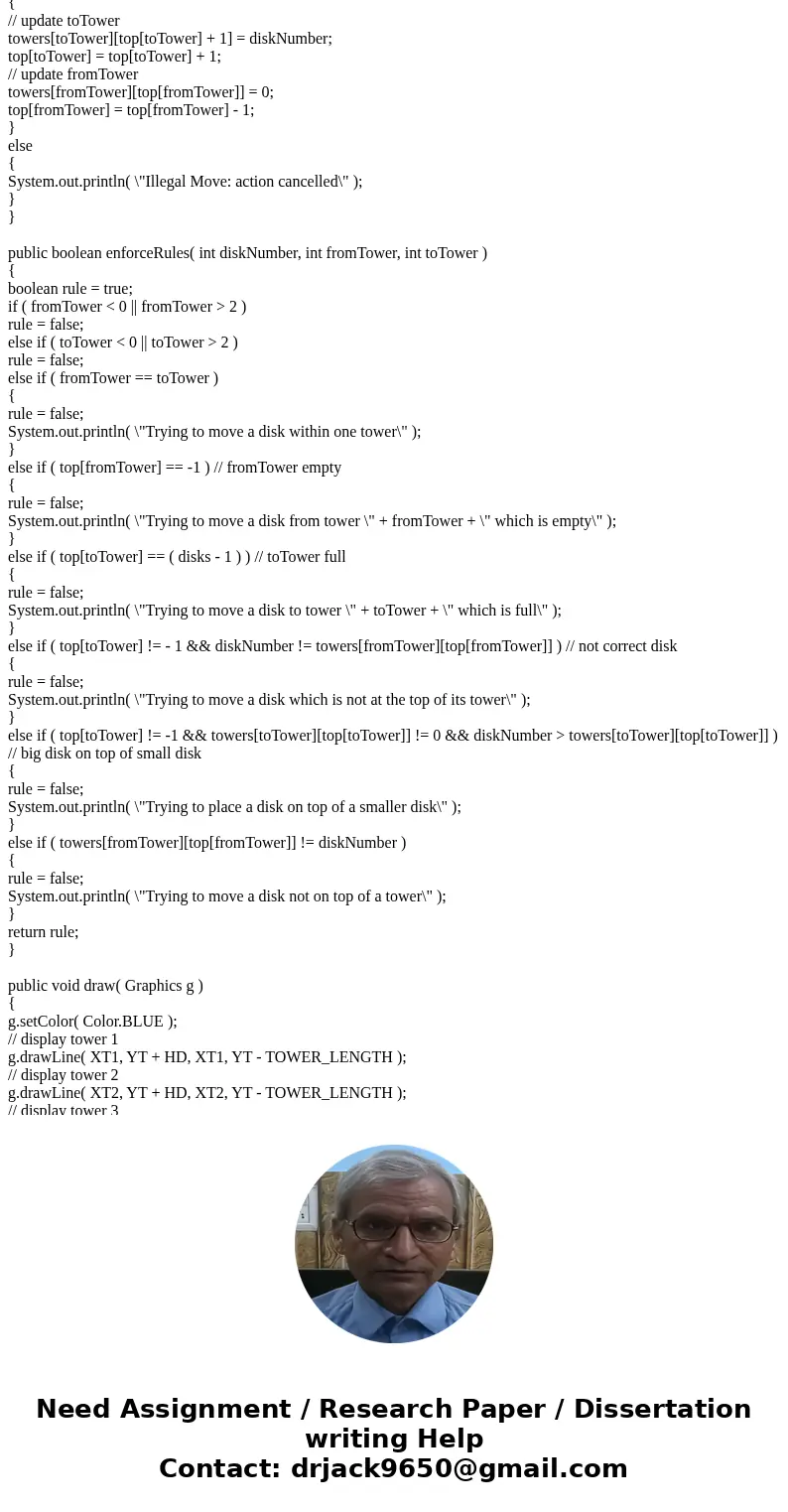 /* HanoiClient 1. For the code under comment 2, use numDisks as the disk number to move. import javax.swing.JOptionPane; import javax.swing.JFrame; import java. /* HanoiClient 1. For the code under comment 2, use numDisks as the disk number to move. import javax.swing.JOptionPane; import javax.swing.JFrame; import java.