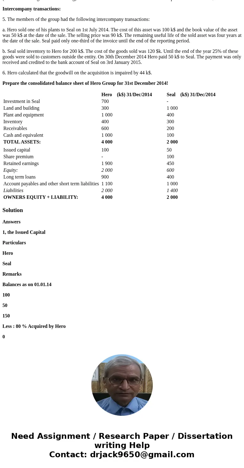 Hero is a trader. To be able to control the full spectrum of that market Hero acquired 80% of the voting shares of Seal. This transaction happened on 1st April 