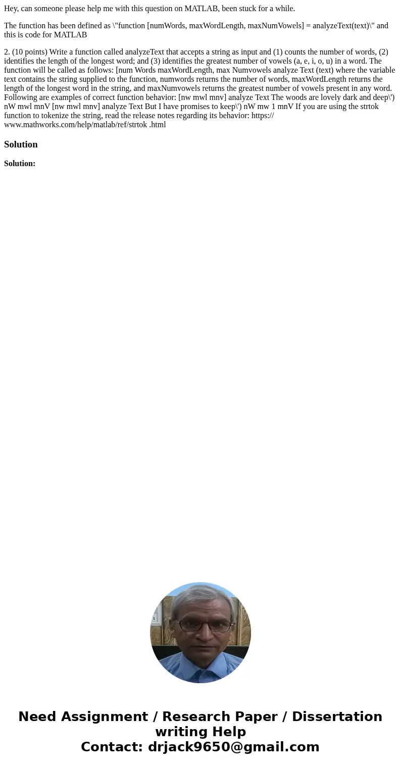 Hey, can someone please help me with this question on MATLAB, been stuck for a while. The function has been defined as \ Hey, can someone please help me with this question on MATLAB, been stuck for a while. The function has been defined as \