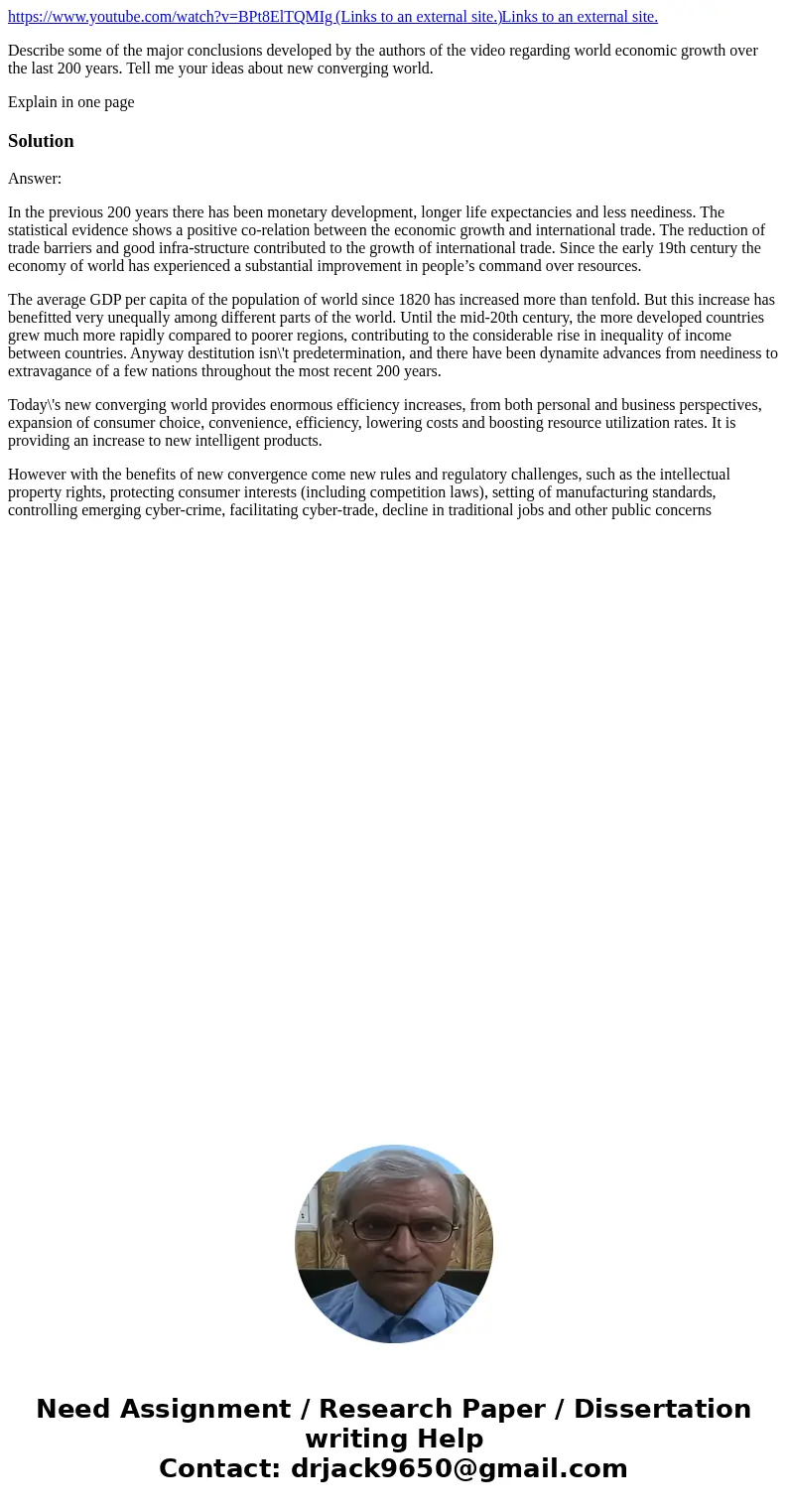 https://www.youtube.com/watch?v=BPt8ElTQMIg (Links to an external site.)Links to an external site. Describe some of the major conclusions developed by the auth  https://www.youtube.com/watch?v=BPt8ElTQMIg (Links to an external site.)Links to an external site. Describe some of the major conclusions developed by the auth
