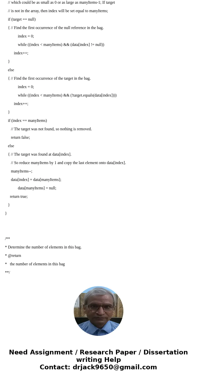 In this assignment you are to implement ArrayBag as a generic class with a type parameter T for the elements in the bag. I am having an issue with a specific pa In this assignment you are to implement ArrayBag as a generic class with a type parameter T for the elements in the bag. I am having an issue with a specific pa
