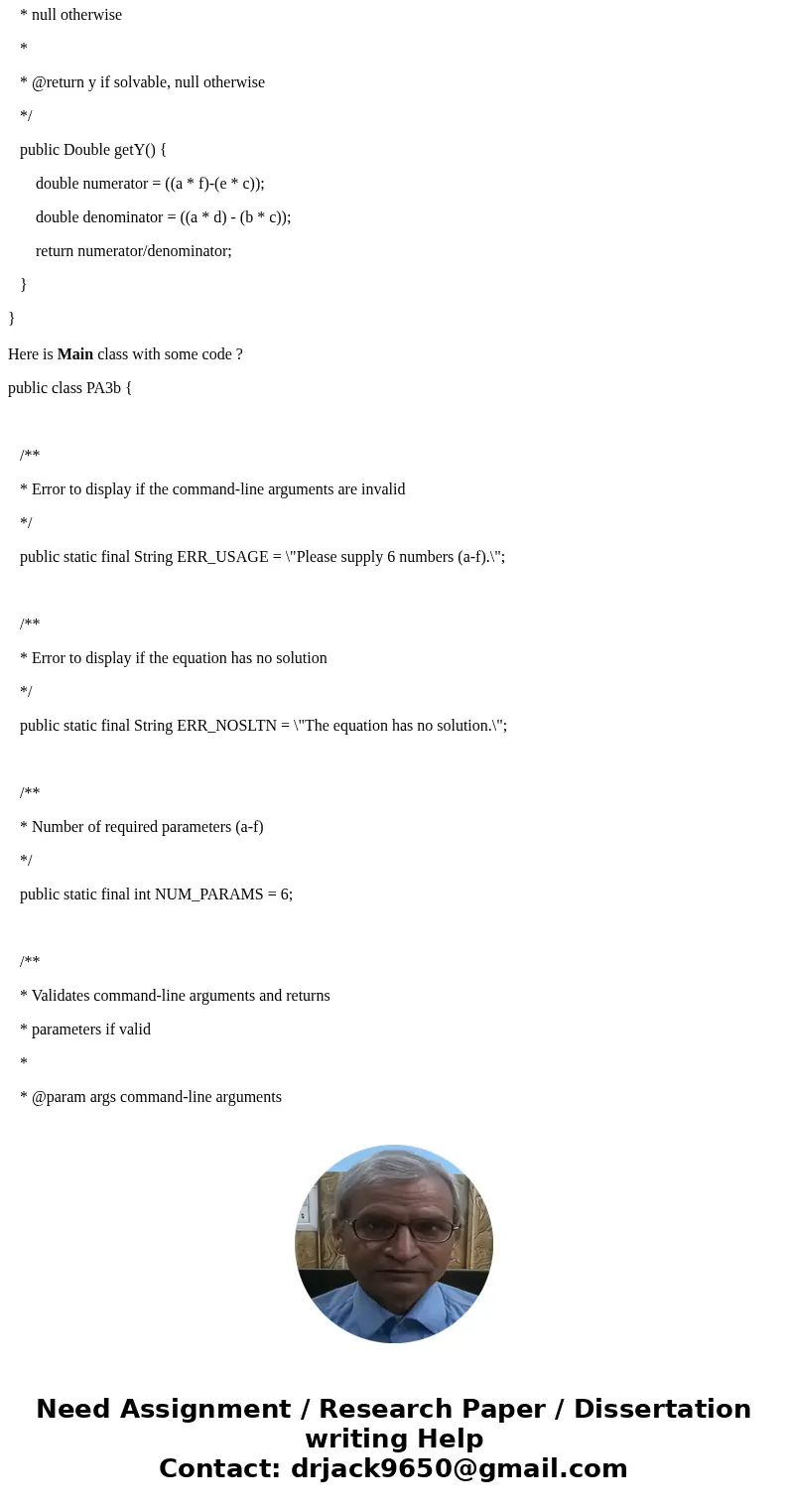 $ java edu.wit.cs.comp1050.PA3b Please supply 6 numbers (a-f). $ java edu.wit.cs.comp1050.PA3b 1.0 2.0 2.0 4.0 4.0 5.0 The equation has no solution. $ java edu. $ java edu.wit.cs.comp1050.PA3b Please supply 6 numbers (a-f). $ java edu.wit.cs.comp1050.PA3b 1.0 2.0 2.0 4.0 4.0 5.0 The equation has no solution. $ java edu.
