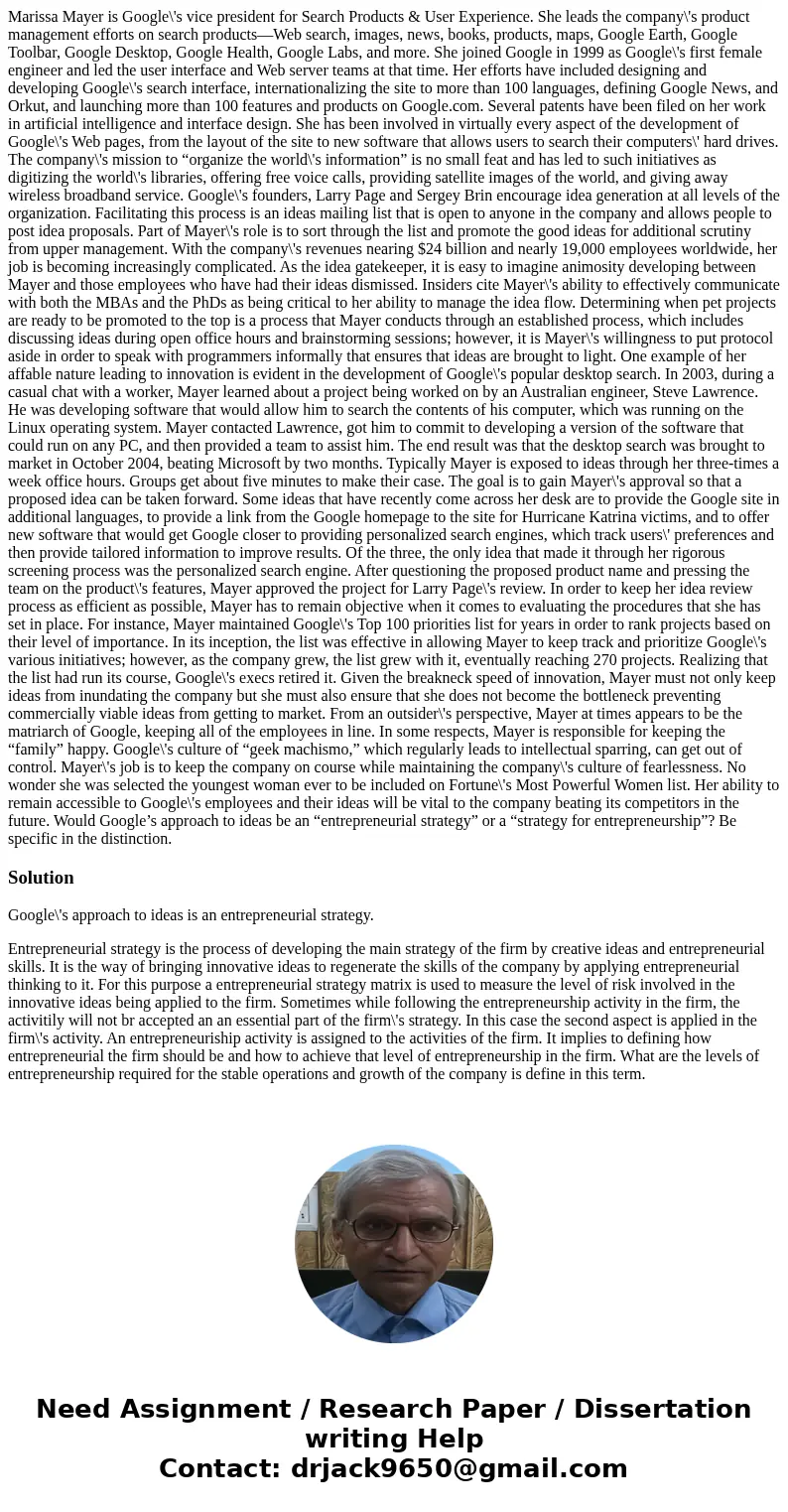 Marissa Mayer is Google\'s vice president for Search Products & User Experience. She leads the company\'s product management efforts on search products—Web  Marissa Mayer is Google\'s vice president for Search Products & User Experience. She leads the company\'s product management efforts on search products—Web