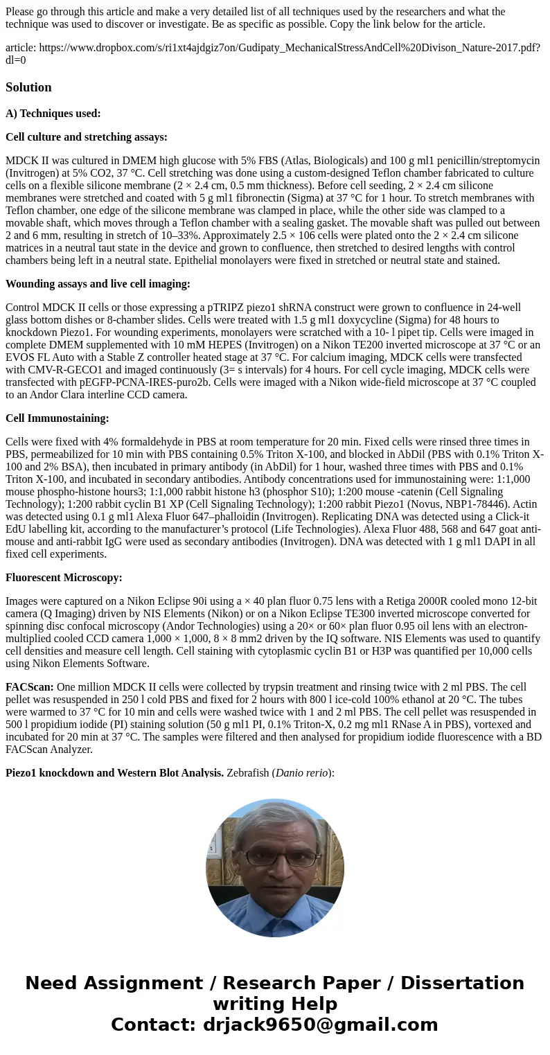 Please go through this article and make a very detailed list of all techniques used by the researchers and what the technique was used to discover or investigat Please go through this article and make a very detailed list of all techniques used by the researchers and what the technique was used to discover or investigat