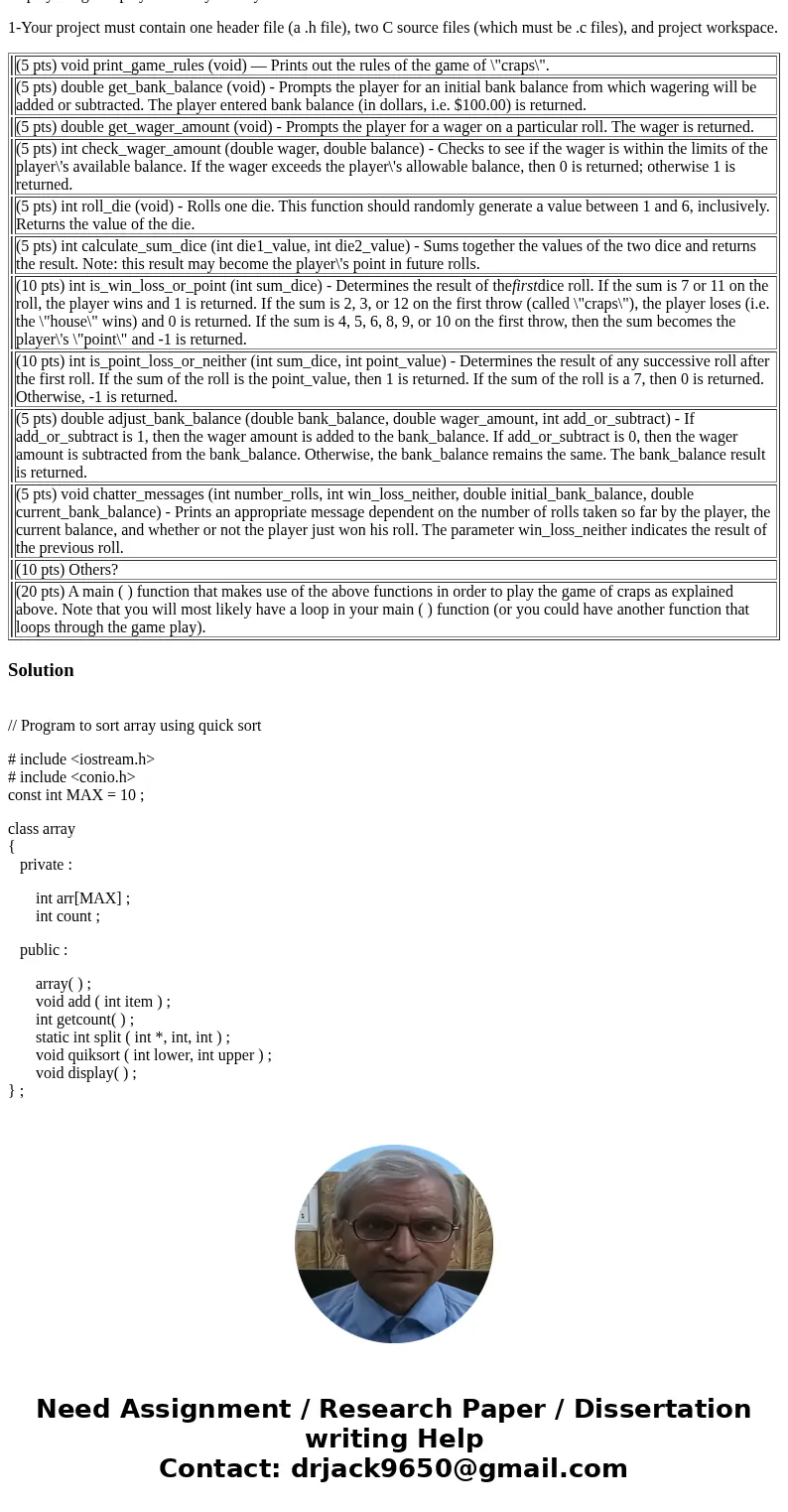 Programing assignment in C++ The following description has been adopted from Deitel & Deitel. One of the most popular games of chance is a dice game called  Programing assignment in C++ The following description has been adopted from Deitel & Deitel. One of the most popular games of chance is a dice game called