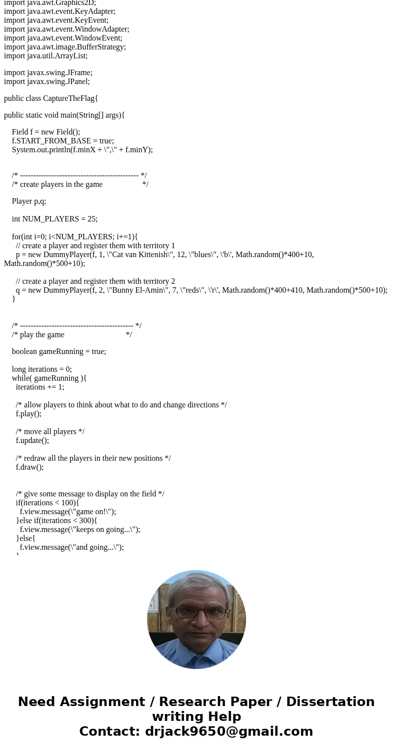 Question(player, field,flag and capturetheflag.java codes are given) Seeker Player The next step is to allow your player to move in a specied direction. Create  Question(player, field,flag and capturetheflag.java codes are given) Seeker Player The next step is to allow your player to move in a specied direction. Create