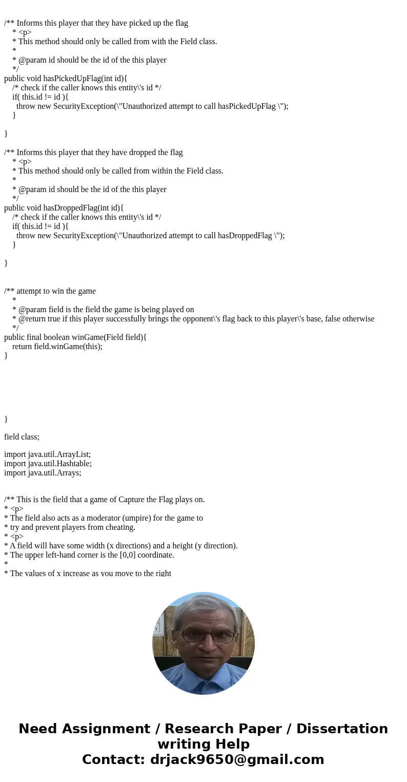 Question(player, field,flag and capturetheflag.java codes are given) Seeker Player The next step is to allow your player to move in a specied direction. Create  Question(player, field,flag and capturetheflag.java codes are given) Seeker Player The next step is to allow your player to move in a specied direction. Create