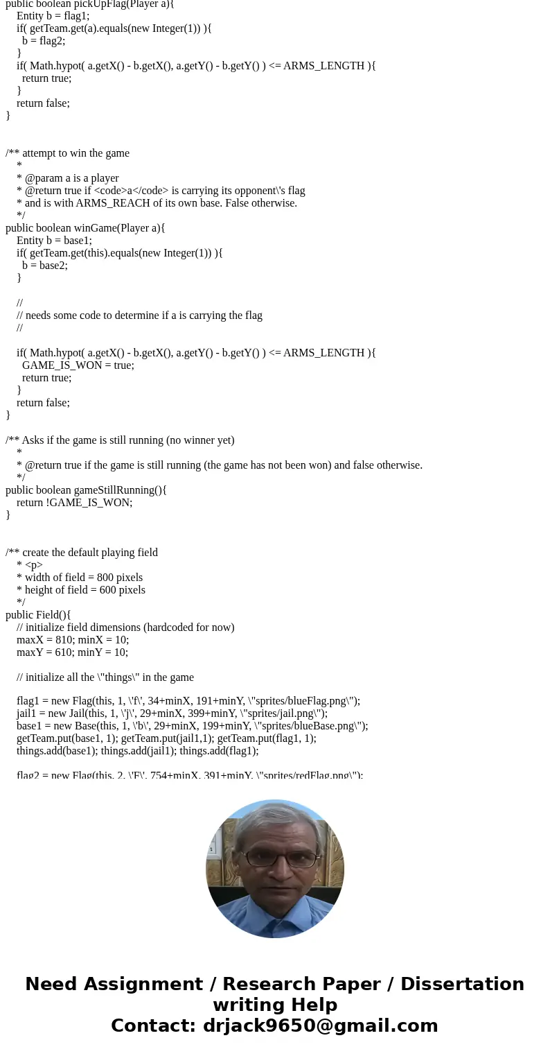 Question(player, field,flag and capturetheflag.java codes are given) Seeker Player The next step is to allow your player to move in a specied direction. Create  Question(player, field,flag and capturetheflag.java codes are given) Seeker Player The next step is to allow your player to move in a specied direction. Create