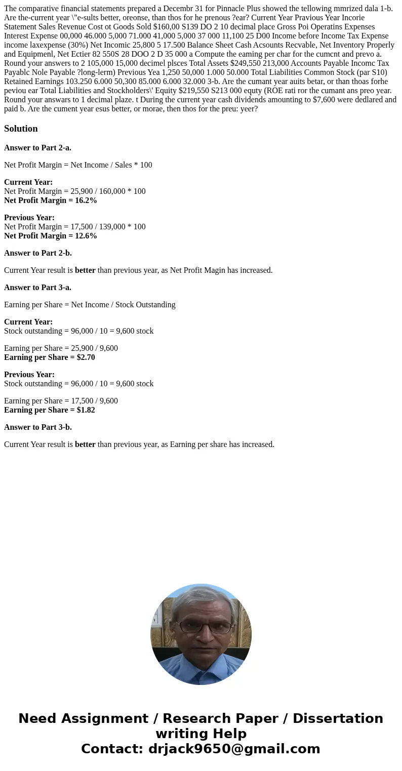 The comparative financial statements prepared a Decembr 31 for Pinnacle Plus showed the tellowing mmrized dala 1-b. Are the-current year \  The comparative financial statements prepared a Decembr 31 for Pinnacle Plus showed the tellowing mmrized dala 1-b. Are the-current year \