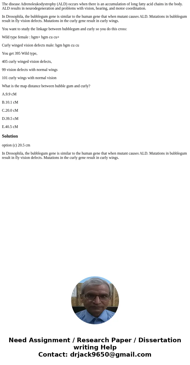 The disease Adrenoleukodystrophy (ALD) occurs when there is an accumulation of long fatty acid chains in the body. ALD results in neurodegeneration and problems The disease Adrenoleukodystrophy (ALD) occurs when there is an accumulation of long fatty acid chains in the body. ALD results in neurodegeneration and problems