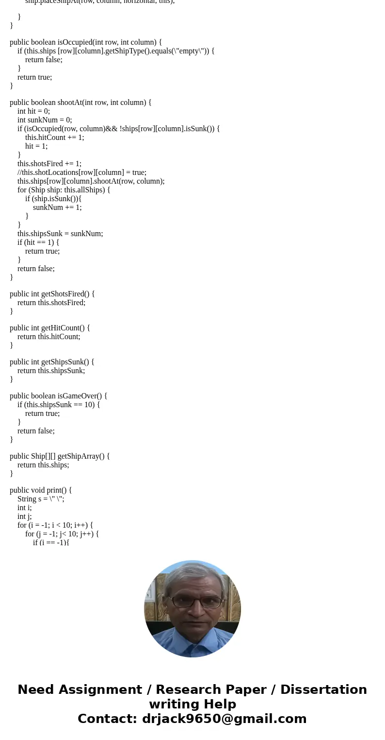 The following code, is a one player battleship game in JAVA. Im trying to Enhance the game to be a two player game (were a player plays aggainst a computer oppo The following code, is a one player battleship game in JAVA. Im trying to Enhance the game to be a two player game (were a player plays aggainst a computer oppo