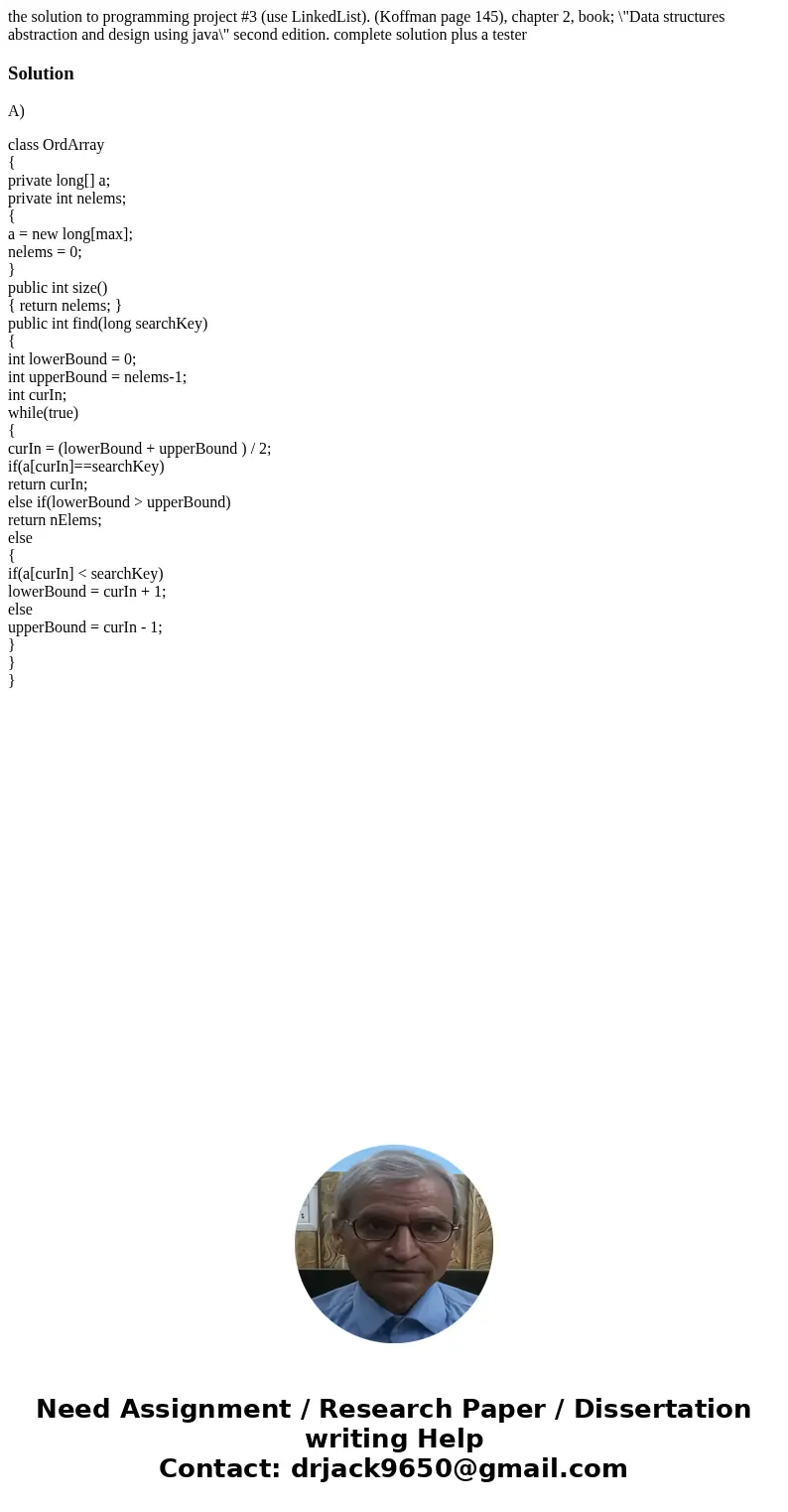 the solution to programming project #3 (use LinkedList). (Koffman page 145), chapter 2, book; \ the solution to programming project #3 (use LinkedList). (Koffman page 145), chapter 2, book; \