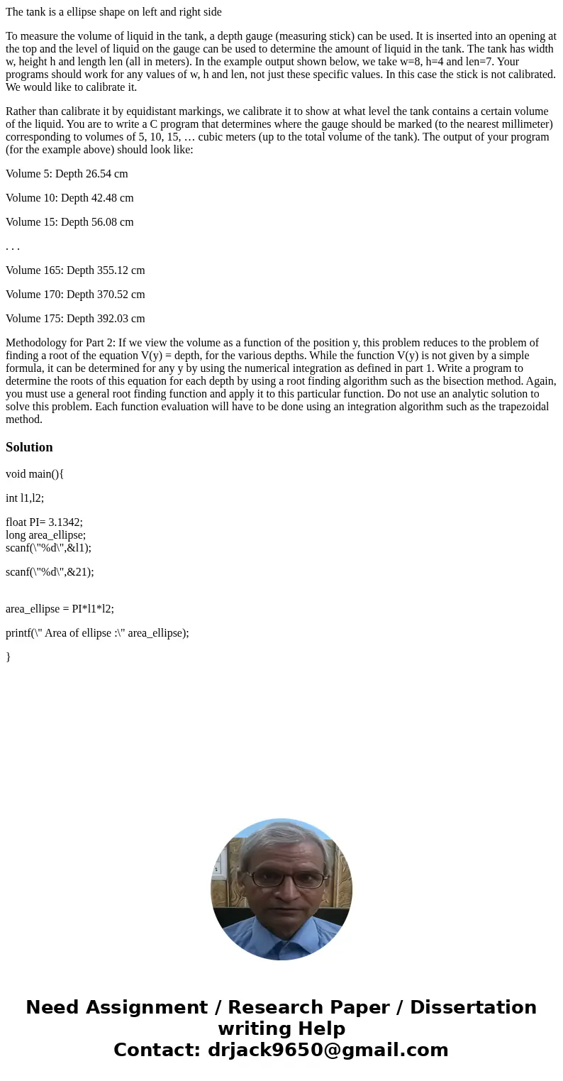 The tank is a ellipse shape on left and right side To measure the volume of liquid in the tank, a depth gauge (measuring stick) can be used. It is inserted into The tank is a ellipse shape on left and right side To measure the volume of liquid in the tank, a depth gauge (measuring stick) can be used. It is inserted into