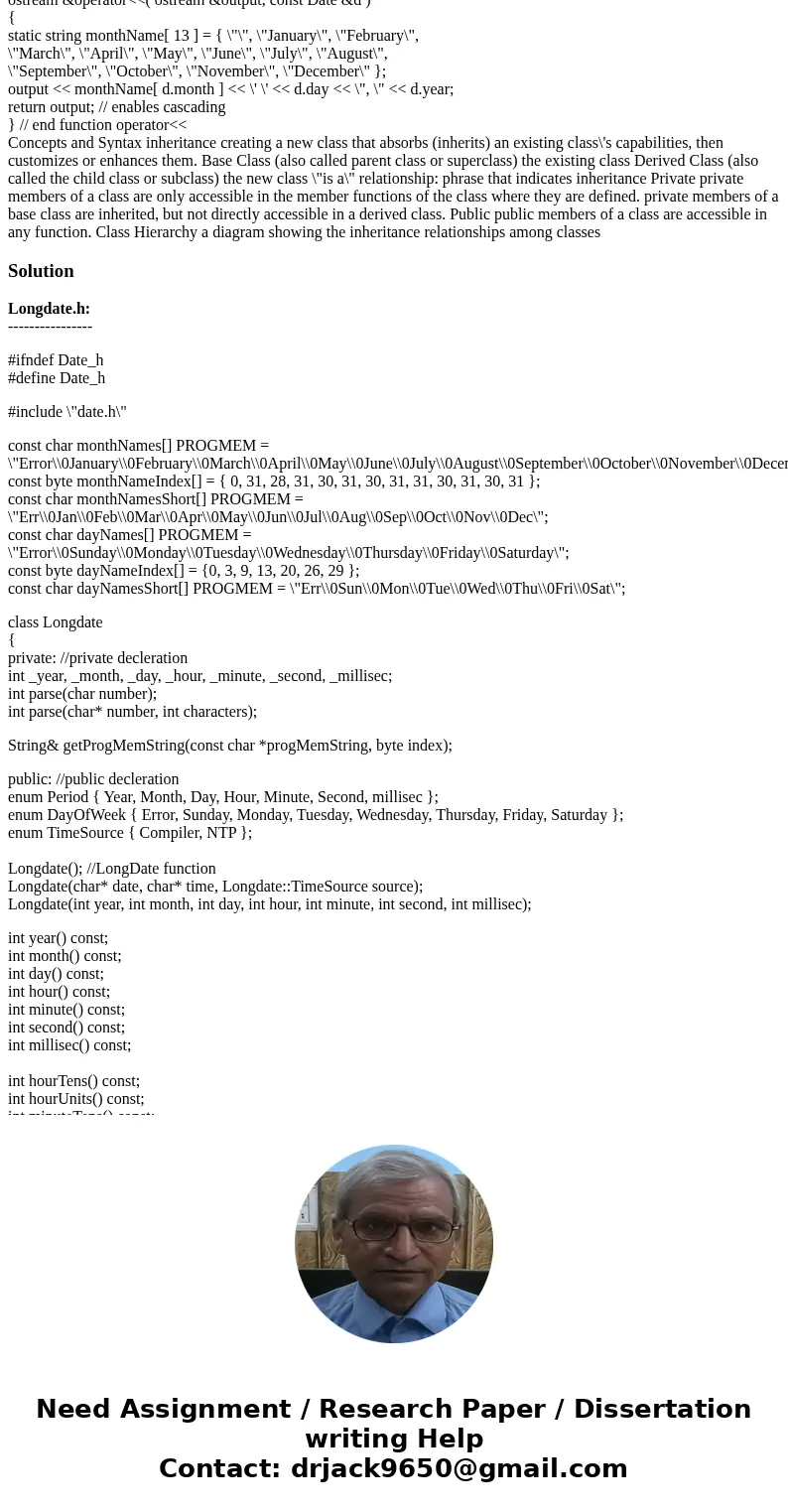  The two given programs are pasted here: // Date.h // Date class definition with overloaded increment operators. #ifndef DATE_H #define DATE_H #include <iost