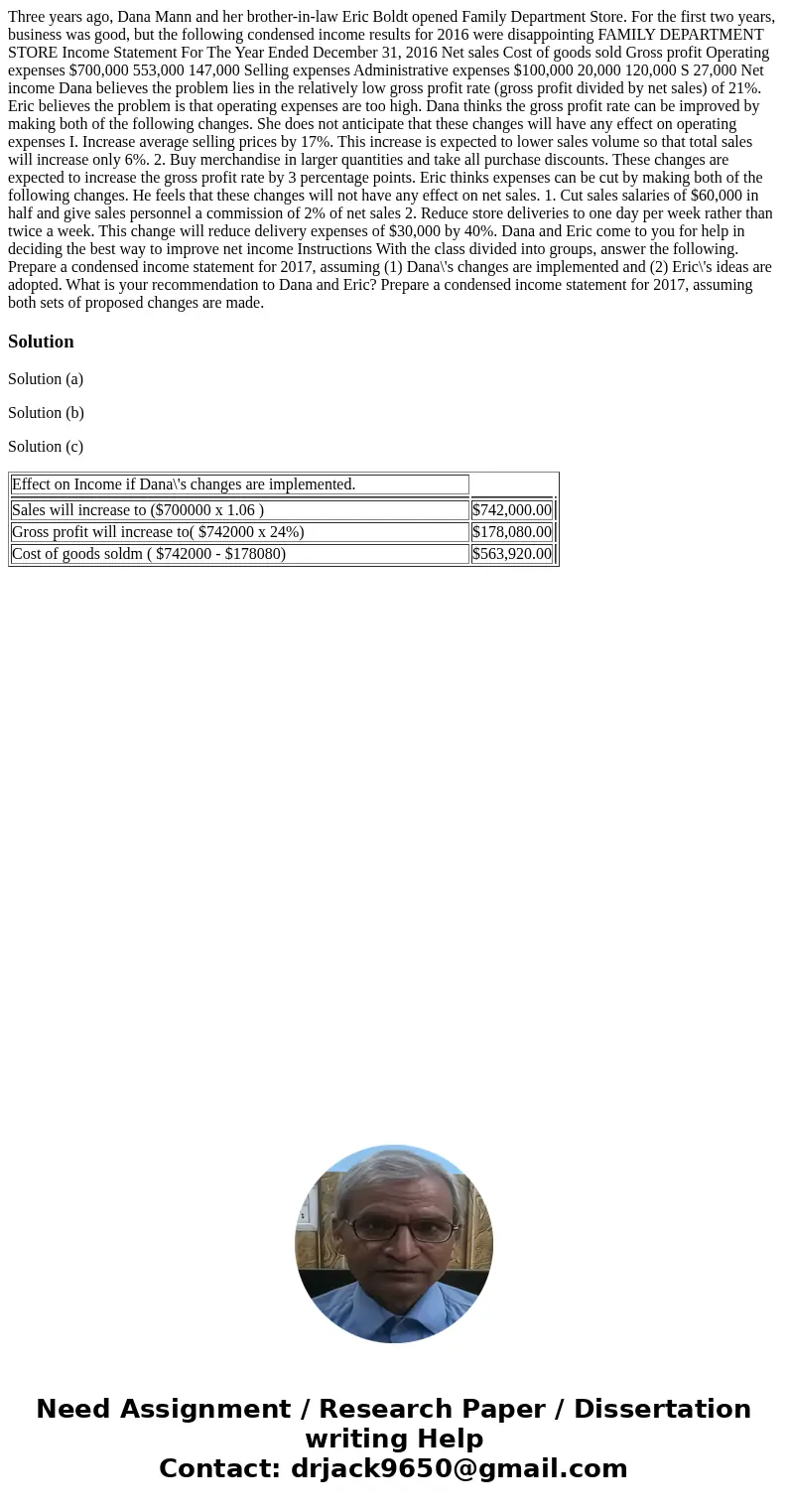  Three years ago, Dana Mann and her brother-in-law Eric Boldt opened Family Department Store. For the first two years, business was good, but the following cond