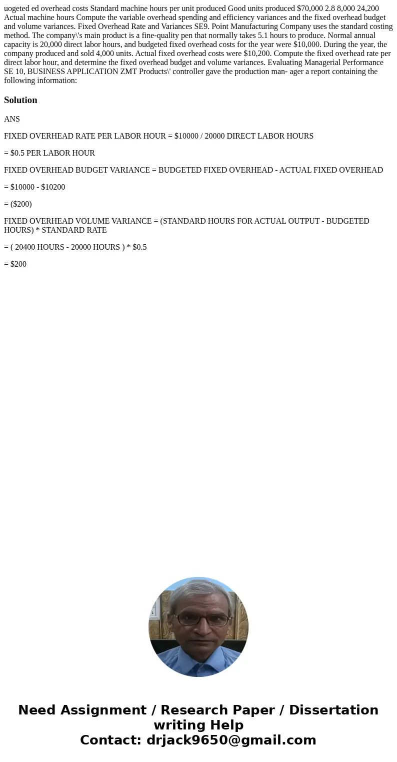 uogeted ed overhead costs Standard machine hours per unit produced Good units produced $70,000 2.8 8,000 24,200 Actual machine hours Compute the variable overh  uogeted ed overhead costs Standard machine hours per unit produced Good units produced $70,000 2.8 8,000 24,200 Actual machine hours Compute the variable overh
