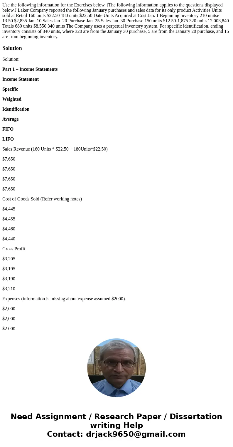  Use the following information for the Exercises below. [The following information applies to the questions displayed below.J Laker Company reported the followi