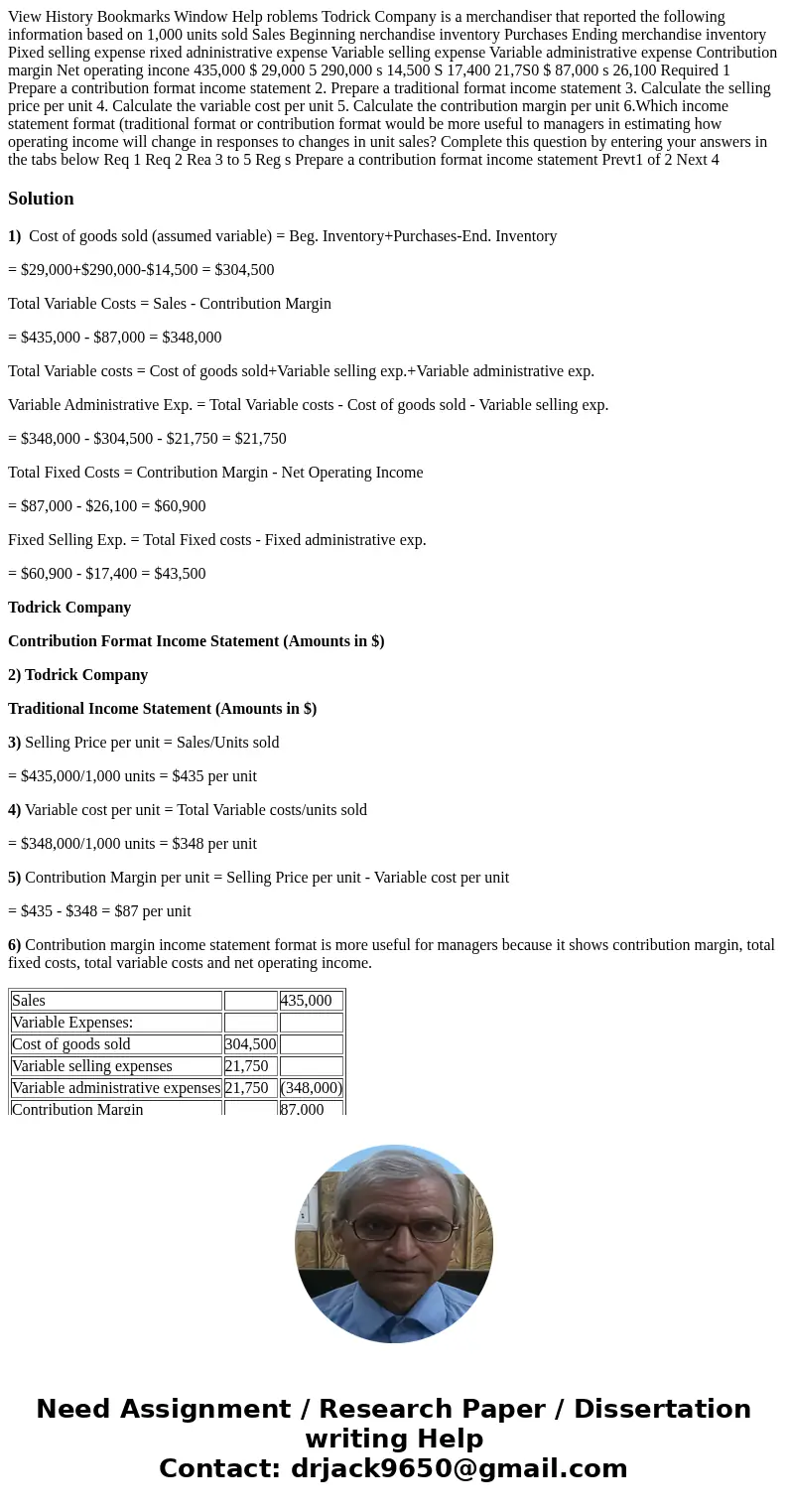 View History Bookmarks Window Help roblems Todrick Company is a merchandiser that reported the following information based on 1,000 units sold Sales Beginning   View History Bookmarks Window Help roblems Todrick Company is a merchandiser that reported the following information based on 1,000 units sold Sales Beginning