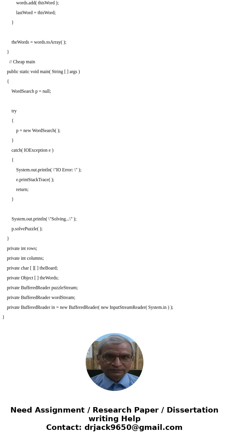 Write a program of wordSearch puzzle that use the following text file as an input. The output should be like this: PIXEL found (left) at (0,9). ( Use JAVA Array