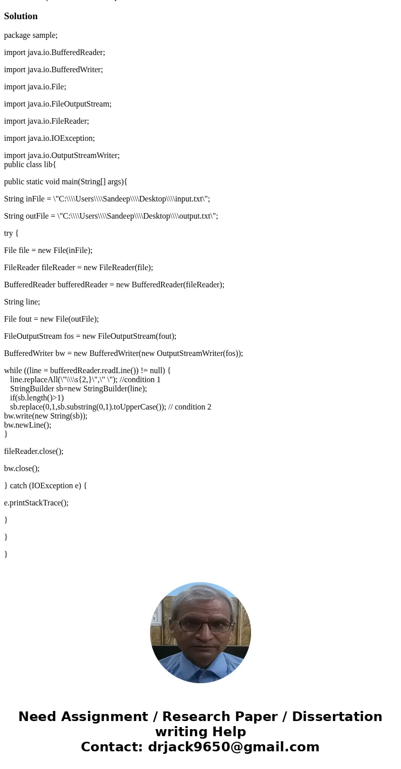 write a program that checks a text file for several formatting and punctuation matters. The program ask for the names of both an inputfile and an output file. I write a program that checks a text file for several formatting and punctuation matters. The program ask for the names of both an inputfile and an output file. I