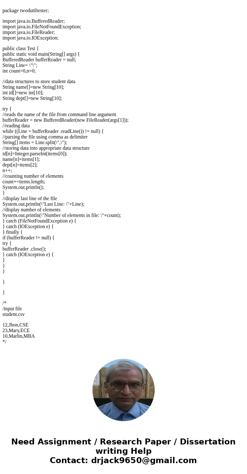  Write a routine that will Parse CSV files it should read the name of a file from the command line it should parse the file and put the data into a datastructur