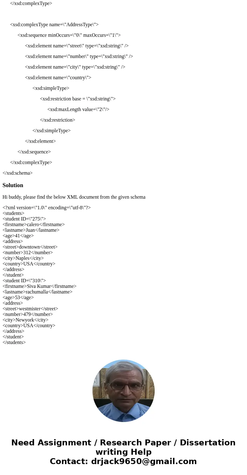 Write an XML document according to the following XML Schema Definition: <?xml version=\ Write an XML document according to the following XML Schema Definition: <?xml version=\