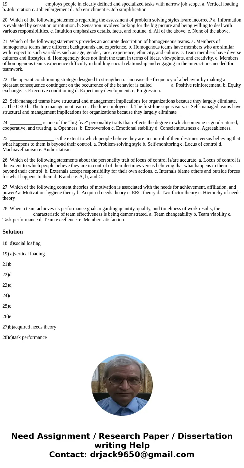 18. _______________ refers to the presence of “free riders” who slack off because responsibility is diffused in teams and others are present to the work. a. Soc 18. _______________ refers to the presence of “free riders” who slack off because responsibility is diffused in teams and others are present to the work. a. Soc