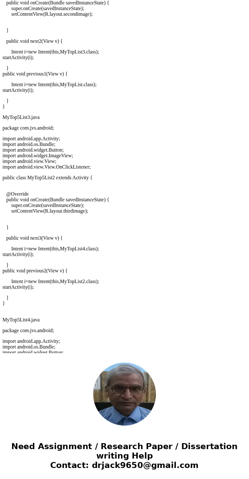 Android Studio Top 5 App HELP (This needs to be done in Android Studio only, not Eclipse, etc.) Android Studio Top 5 List Please implement a simple MyTop5List A Android Studio Top 5 App HELP (This needs to be done in Android Studio only, not Eclipse, etc.) Android Studio Top 5 List Please implement a simple MyTop5List A