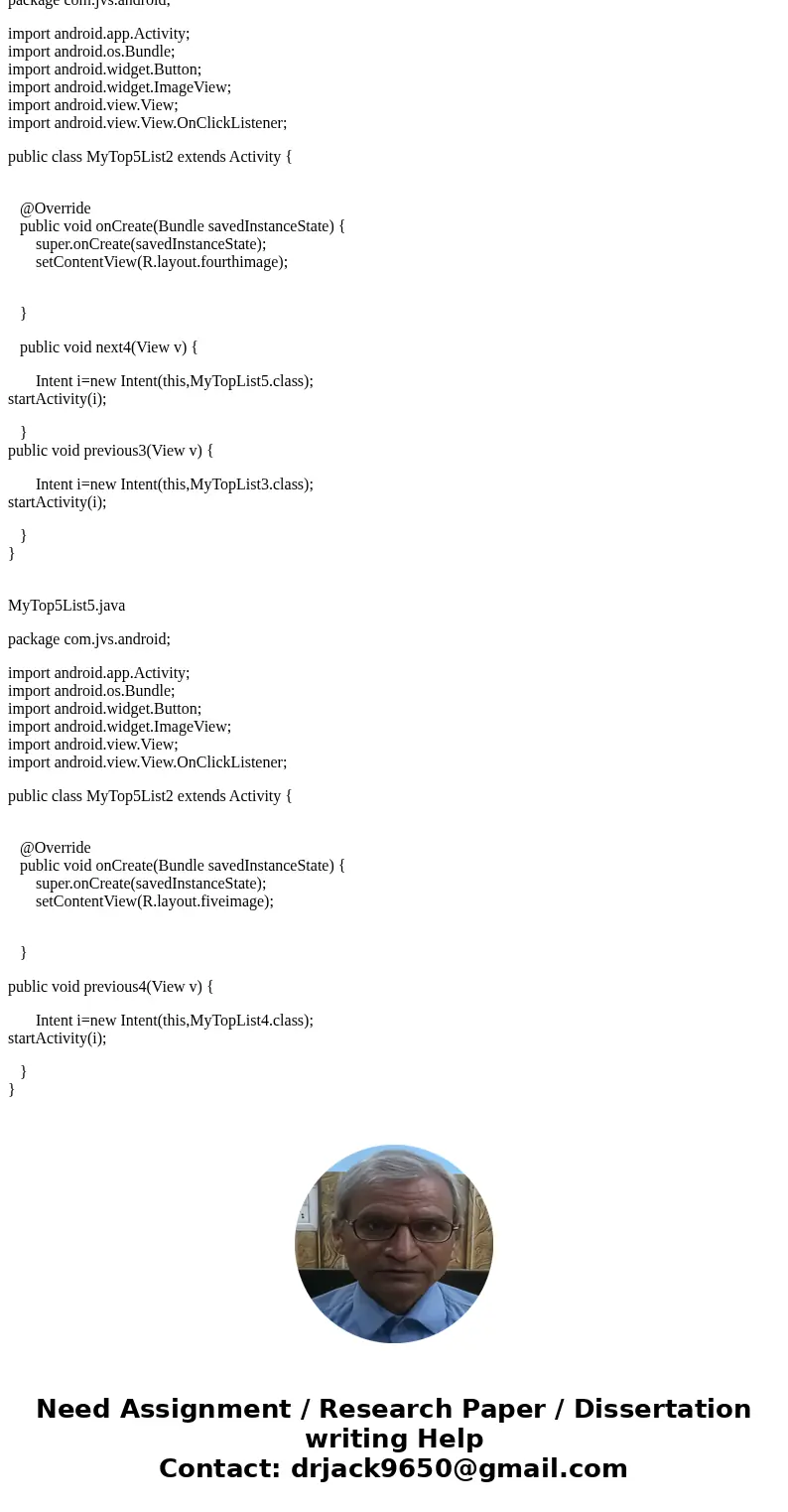 Android Studio Top 5 App HELP (This needs to be done in Android Studio only, not Eclipse, etc.) Android Studio Top 5 List Please implement a simple MyTop5List A Android Studio Top 5 App HELP (This needs to be done in Android Studio only, not Eclipse, etc.) Android Studio Top 5 List Please implement a simple MyTop5List A