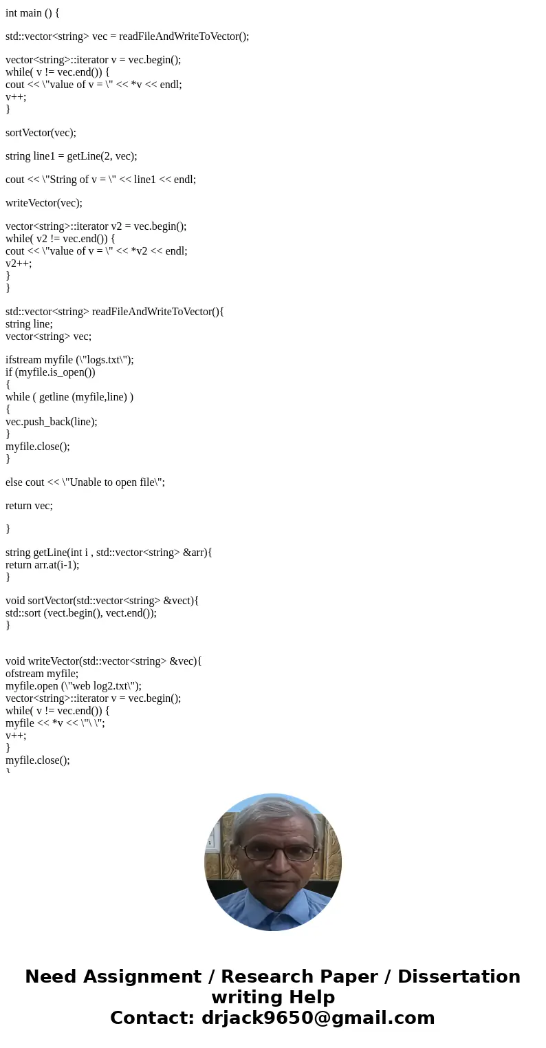 C++ C++ C++ get the text file weblog.txt (http://www.santarosa.edu/~lmeade/weblog.txt) This file is an Apache web log taken from the web server for St. Mary\'s  C++ C++ C++ get the text file weblog.txt (http://www.santarosa.edu/~lmeade/weblog.txt) This file is an Apache web log taken from the web server for St. Mary\'s