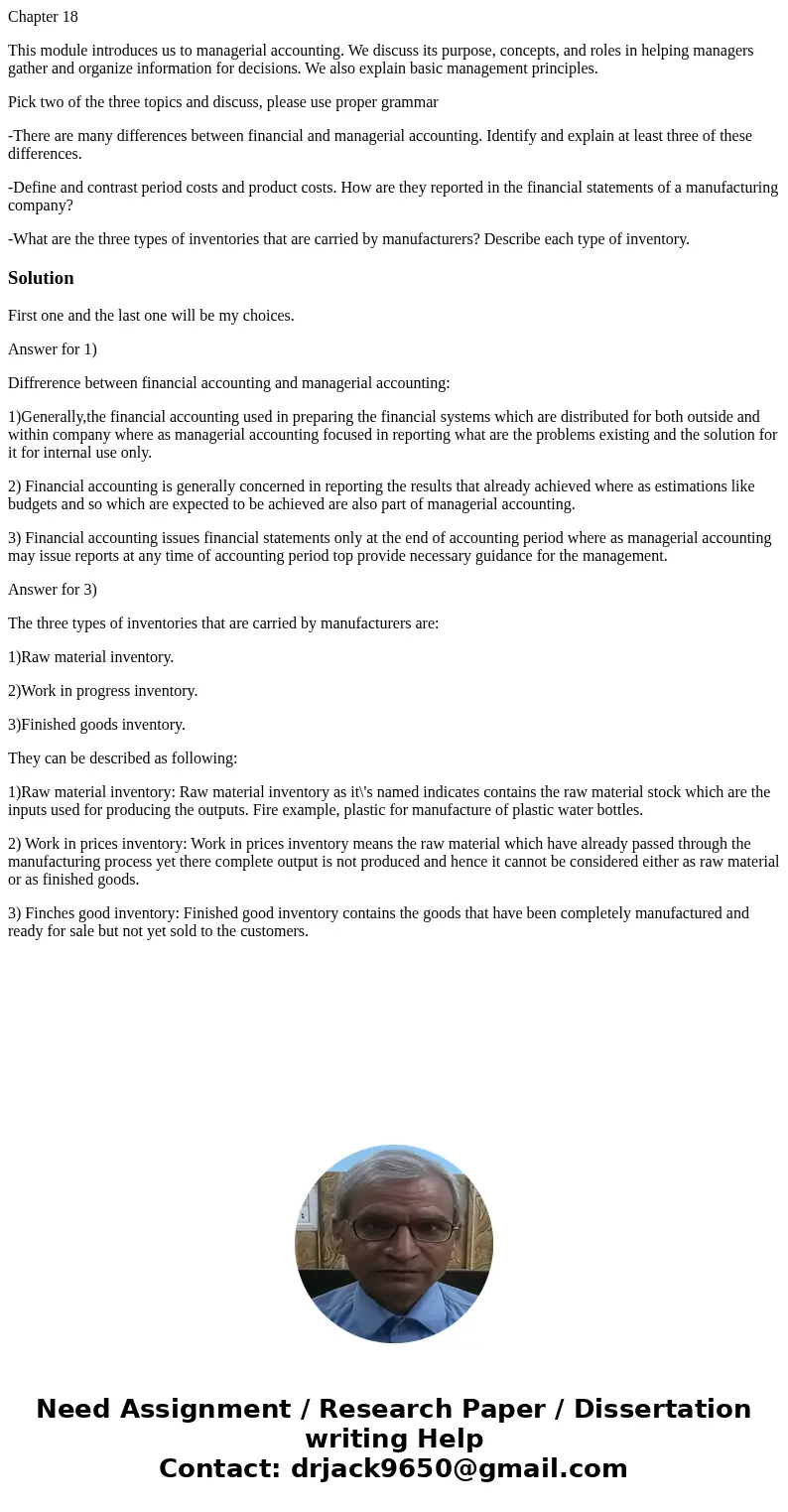 Chapter 18 This module introduces us to managerial accounting. We discuss its purpose, concepts, and roles in helping managers gather and organize information f Chapter 18 This module introduces us to managerial accounting. We discuss its purpose, concepts, and roles in helping managers gather and organize information f